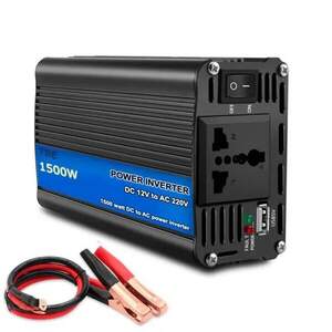 Преобразователь напряжения 1500W DC 12V в AC 220V TBE Power inverter, для авто и солнечных панелей, черный